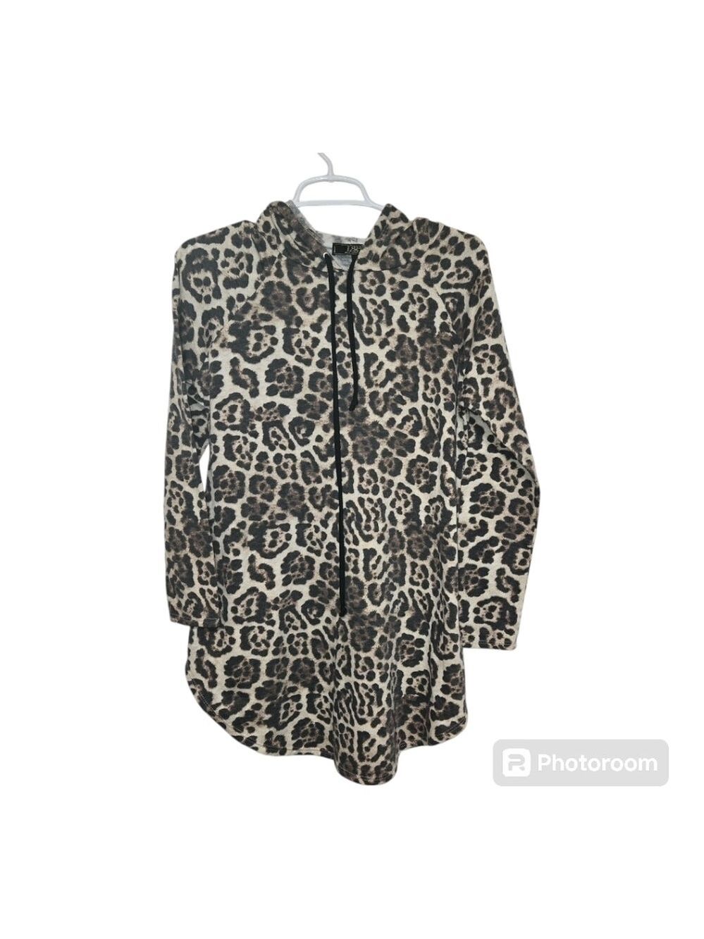 Lucky & Blessed Leopard Print Lightweight Hoodie Small Boho USA